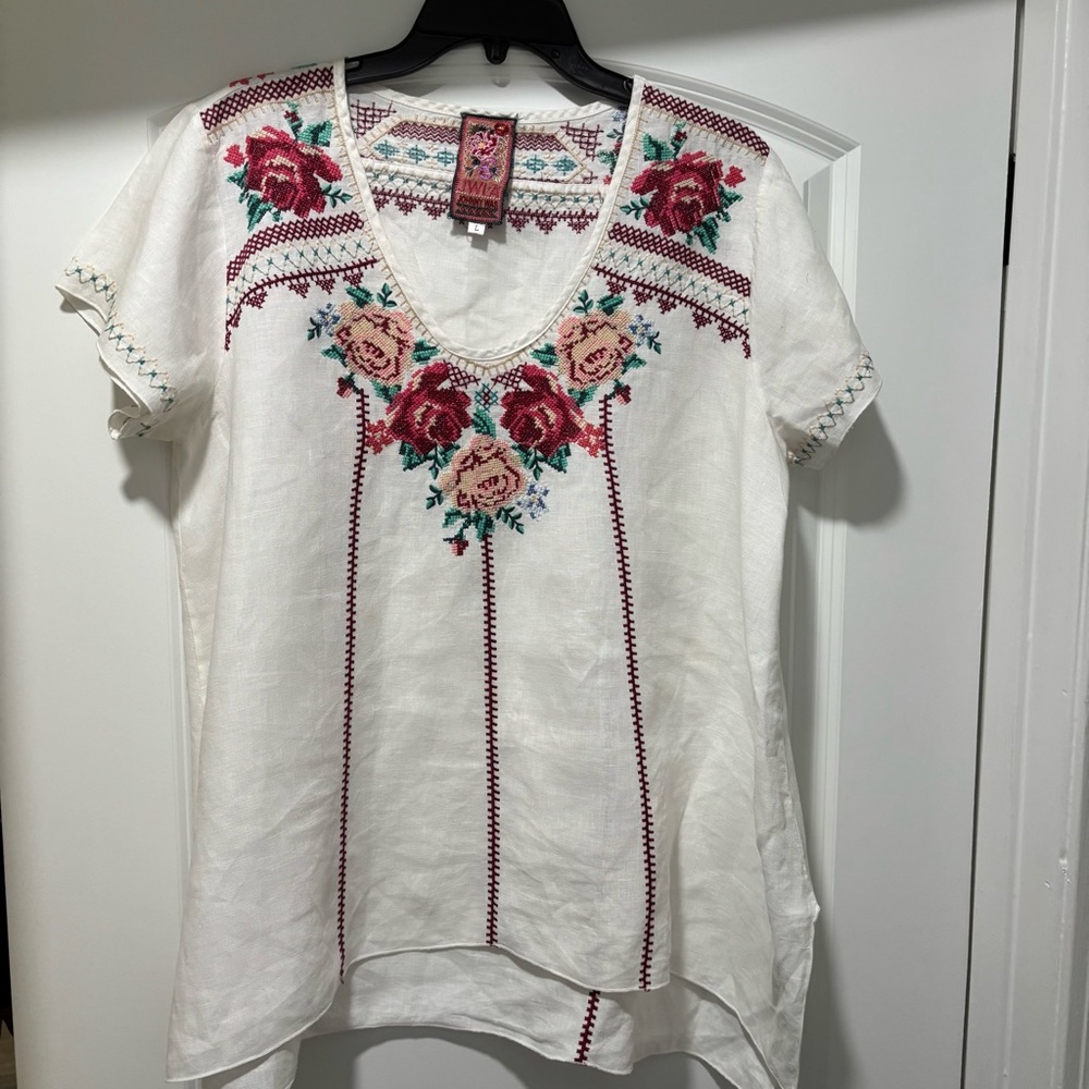 Johnny Was Floral Embroidered Top